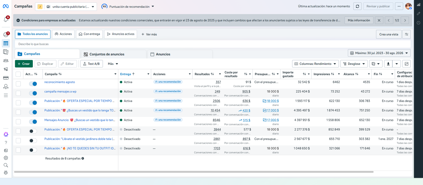 Captura real Meta Ads — J&G Boutique